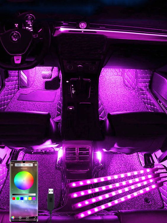 Neon LED Car Interior Light with Music Control Function