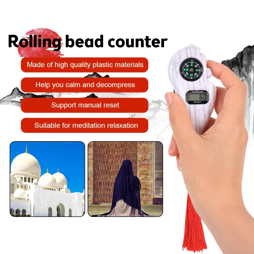 Electronic Digital Tally Counter with Compass Tassel Finger