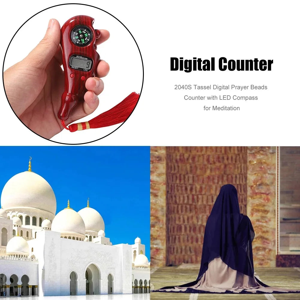 Electronic Digital Tally Counter with Compass Tassel Finger