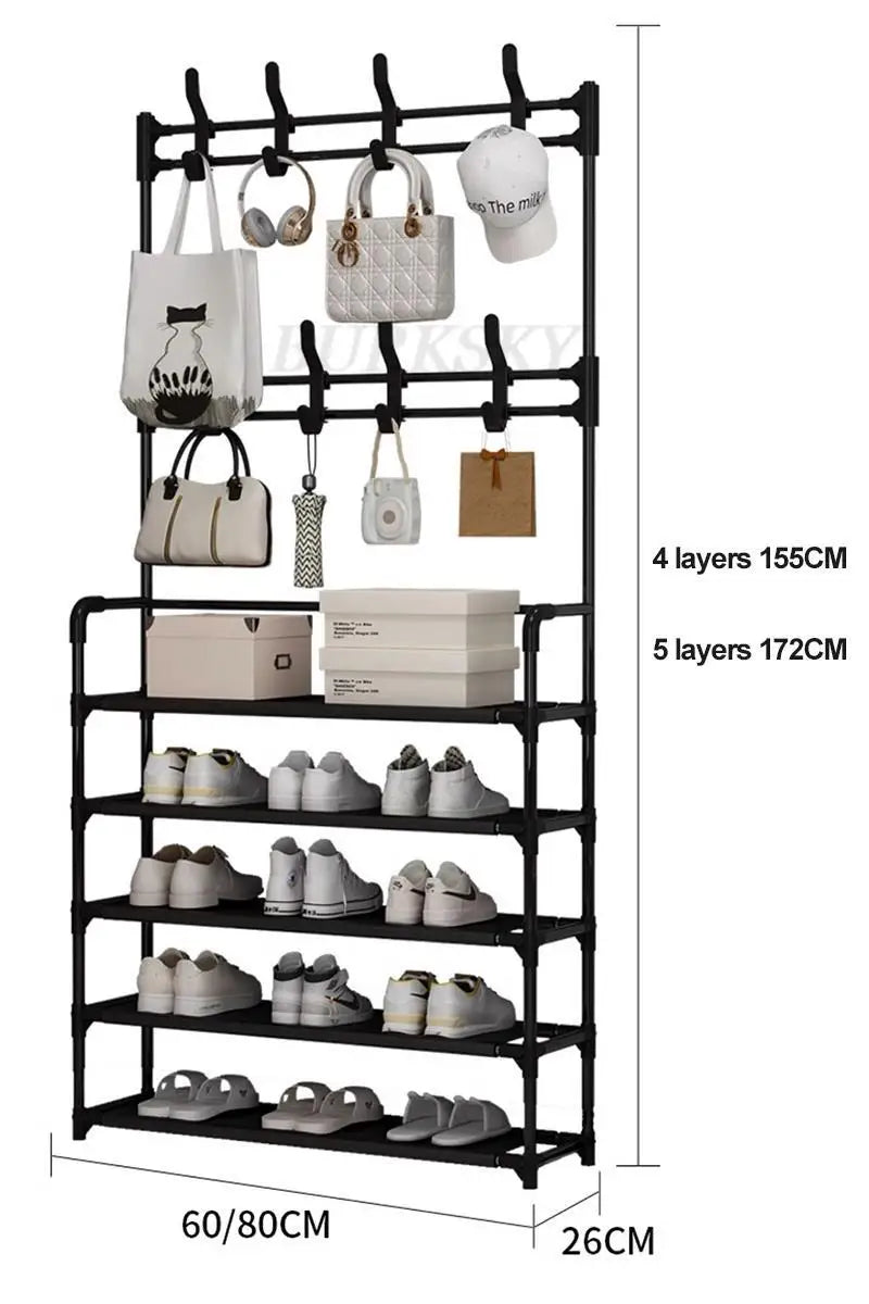 Multi-Layer Shoe Rack Coat Rack Storage & DIY Clothes Hanger