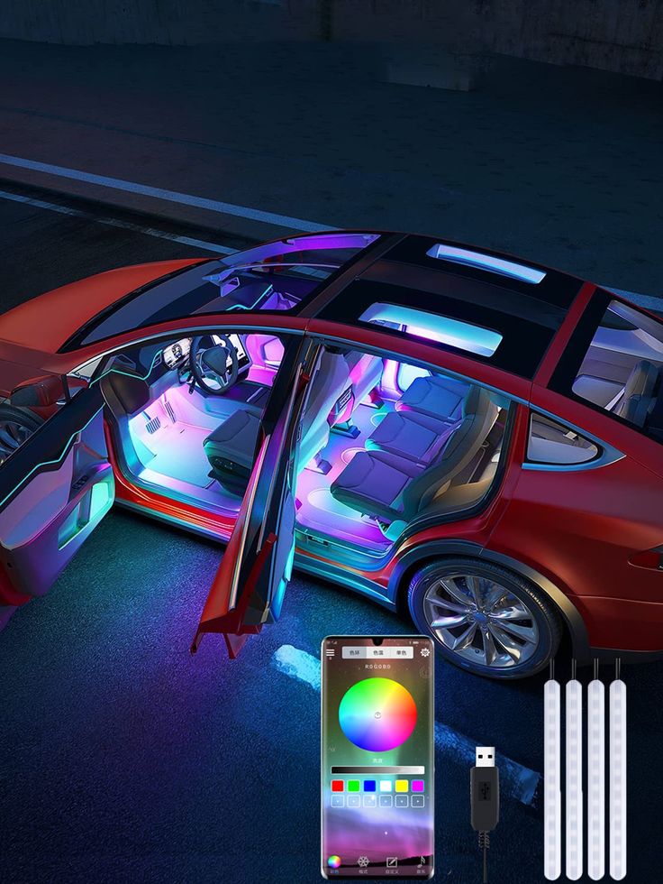 Neon LED Car Interior Light with Music Control Function