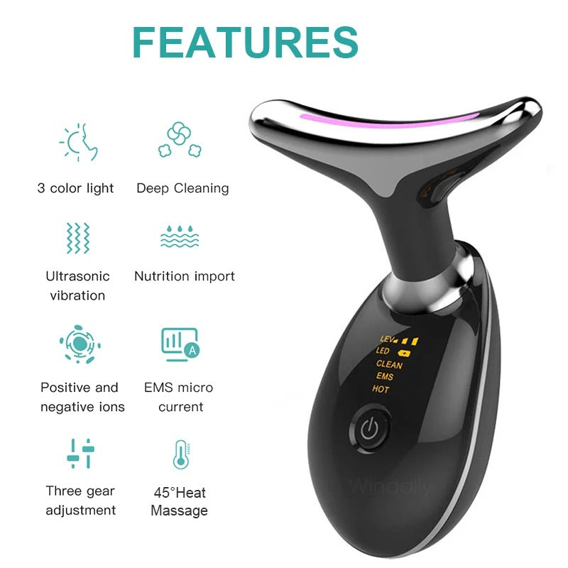 Neck Face Lifting Massager Anti Wrinkle LED Therapy Beauty Device