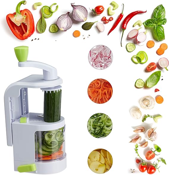 4-IN-1 Vegetable Spiralizer & Noodle Maker with Suction Cup Vegetable Cutter Slicer